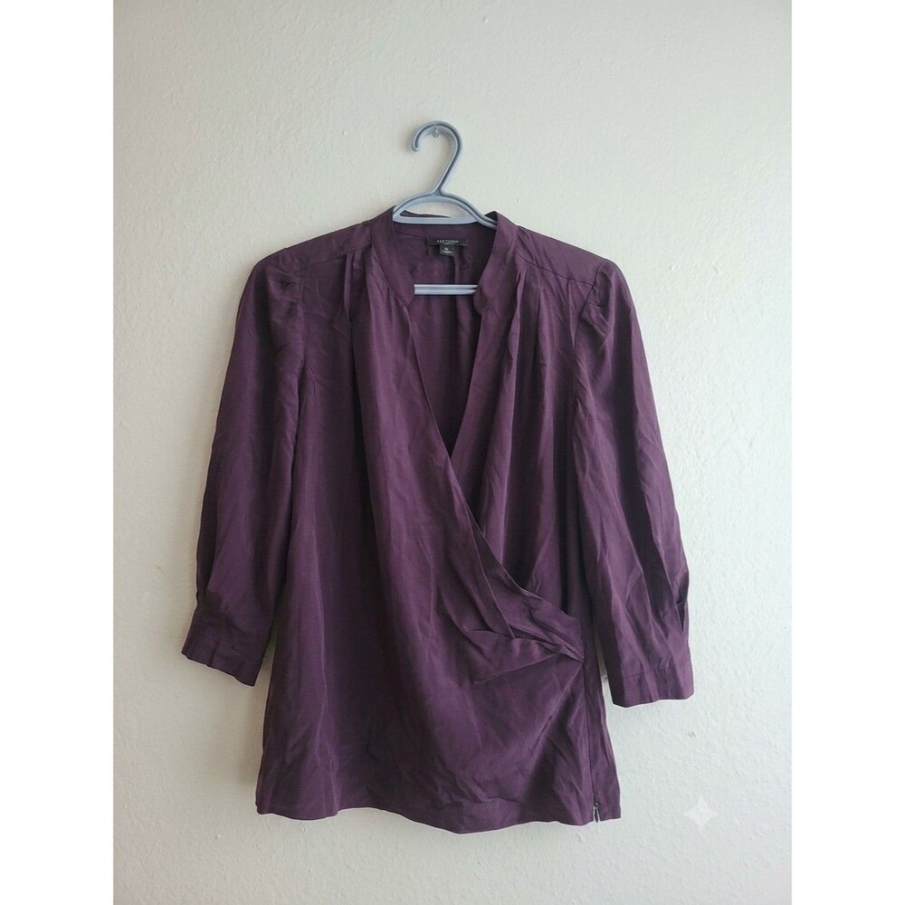 Ann Taylor Deep Purple Wrap Front Blouse